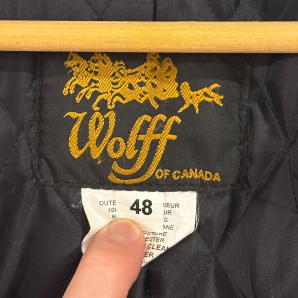 Vintage 1980s Wolff of Canada Motorcycle Biker Laced Leather Jacket Sz 48 Large - Picture 11 of 12